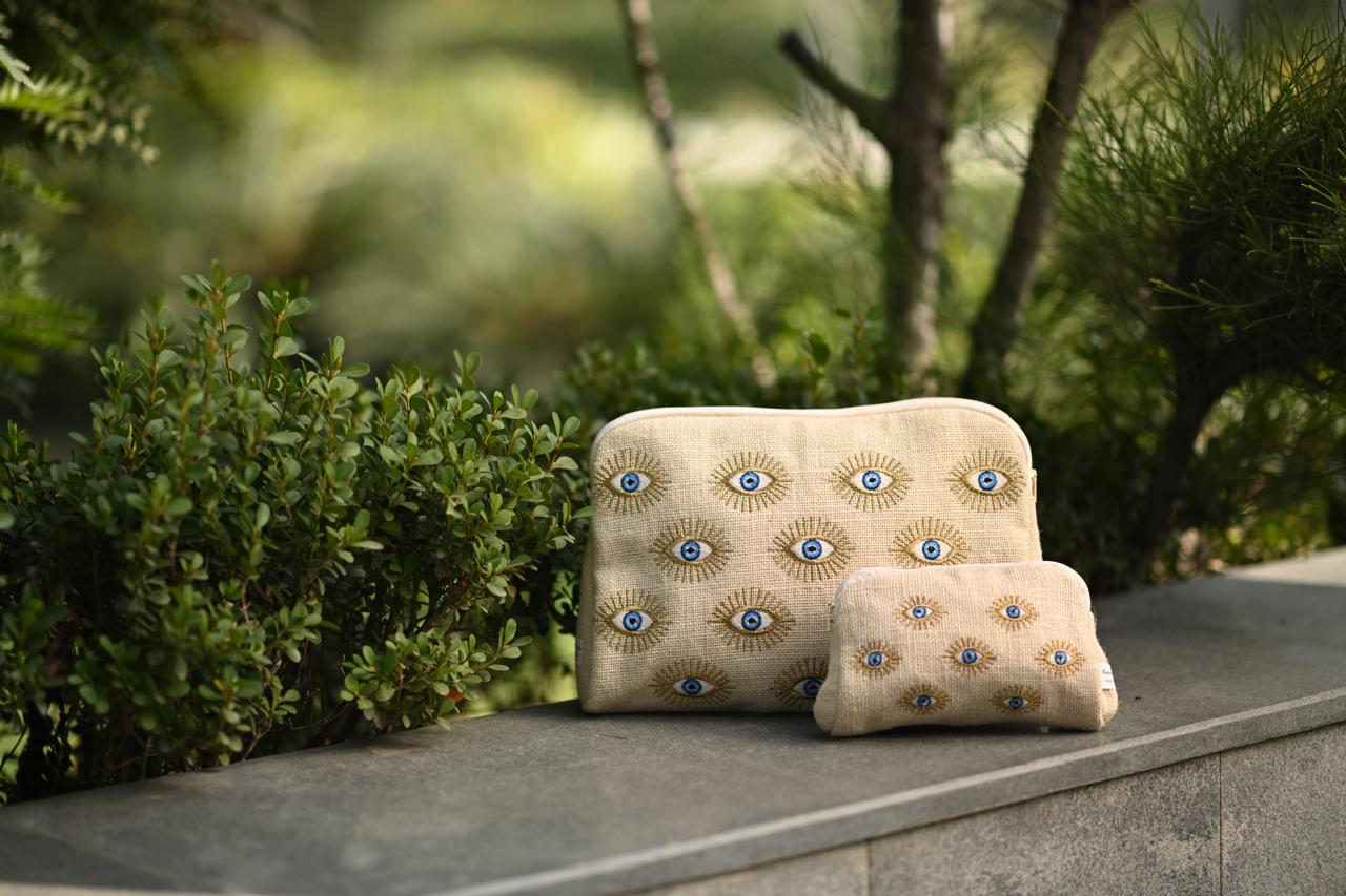 Evil Eye Jute Pouch