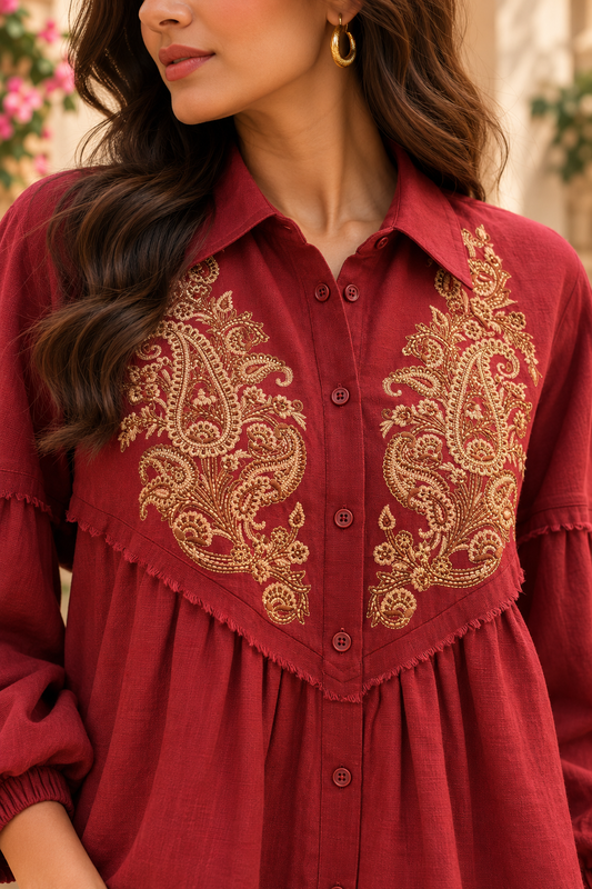 Maroon Paisley Co-ord set