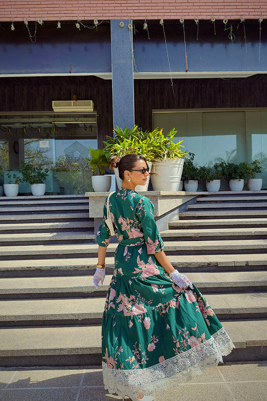 Green Printed Floral Dress
