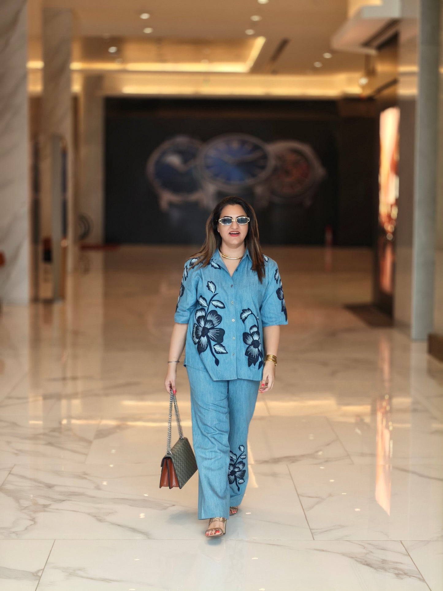 BIG FLOWER DENIM SET