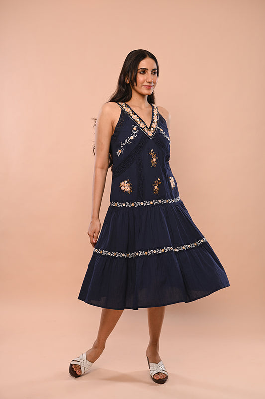 Navy Floral Fantasy Dress