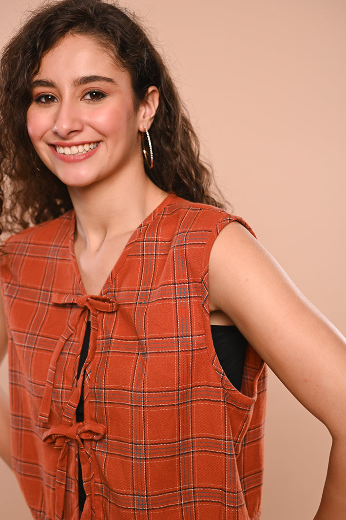 Orange Check Flannel Set