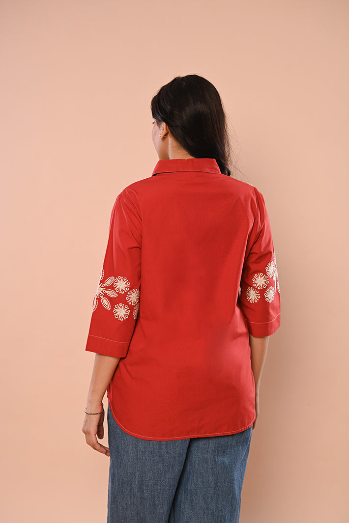 Red Floral Top
