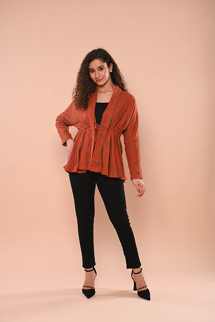 Orange Check Short Jacket