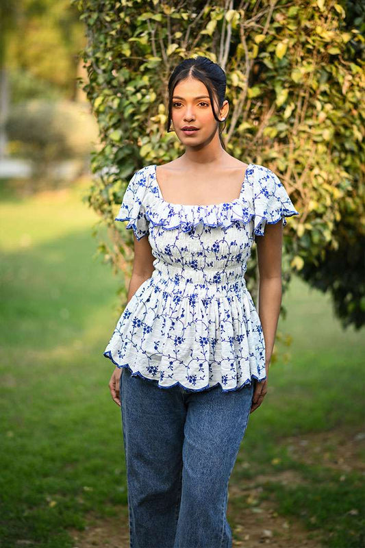 Blue Flower Blouse