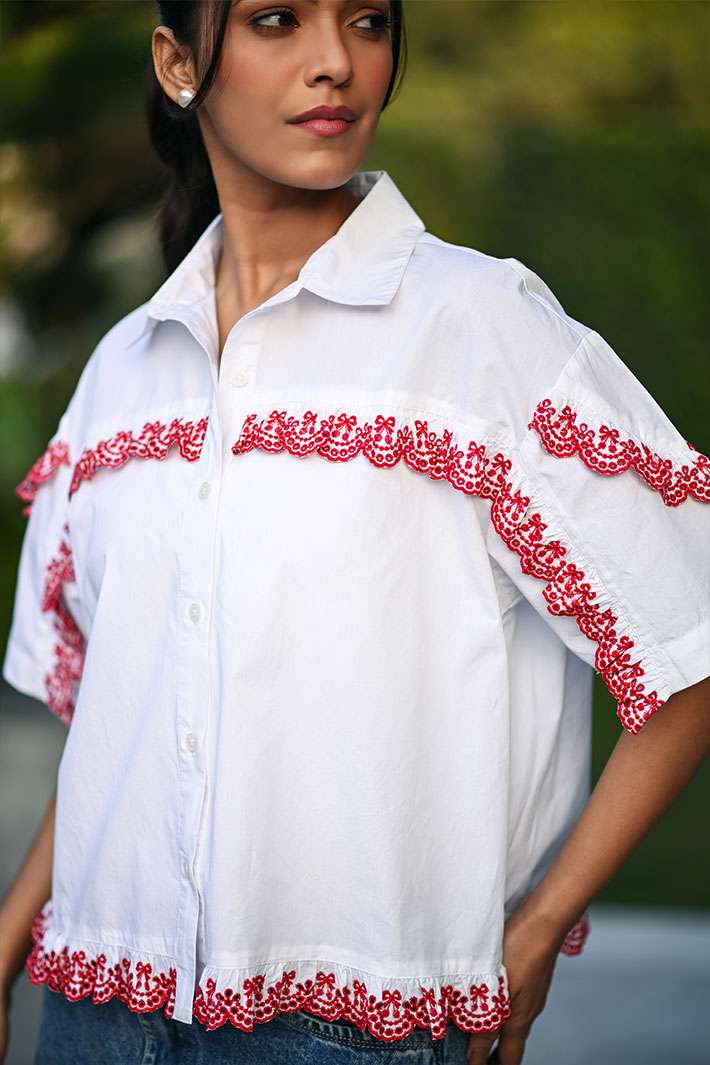 White Red Lace Glory Top