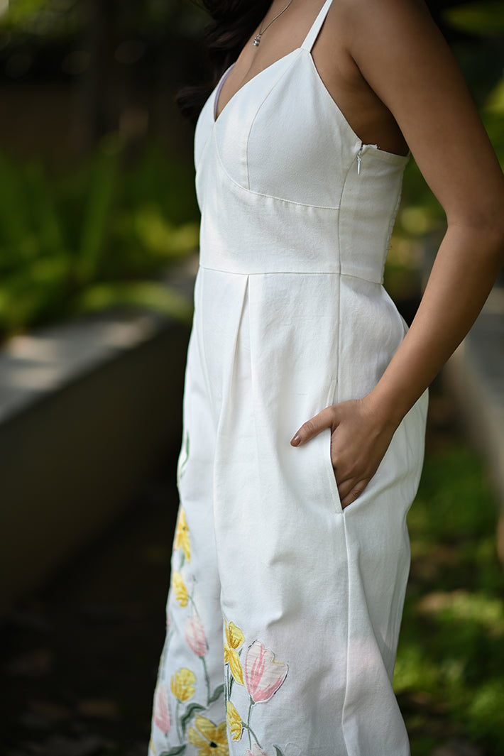 White Jumpsuit with Flowers