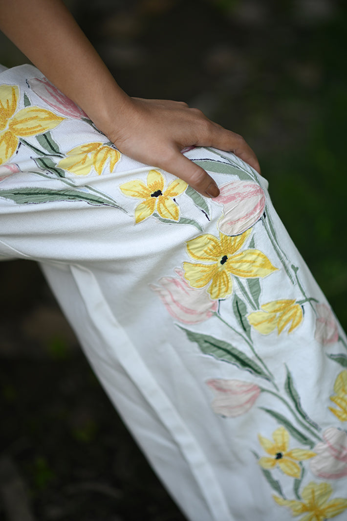 White Jumpsuit with Flowers