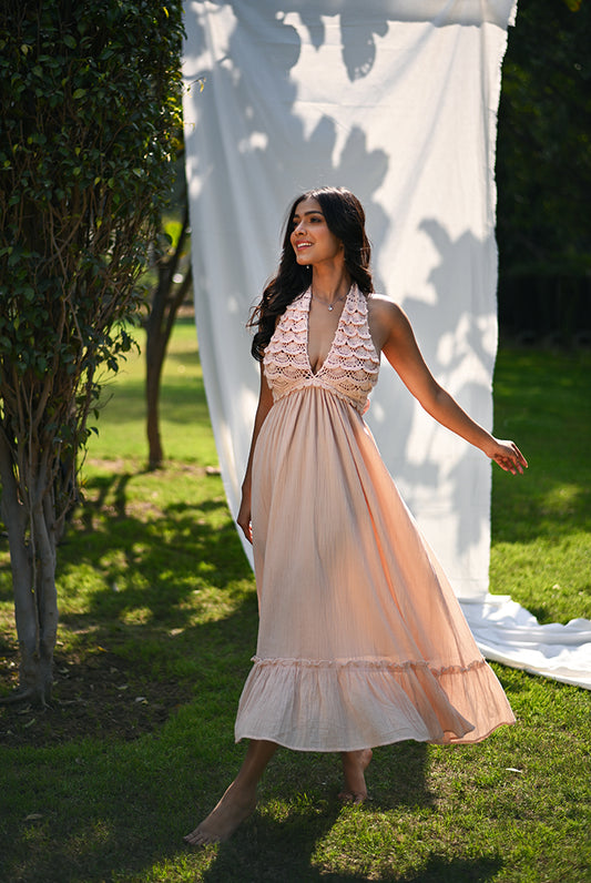 Peach Crochet Dress