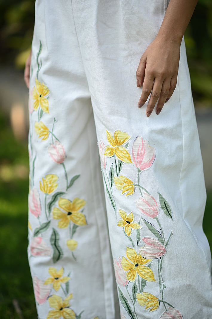 White Jumpsuit with Flowers