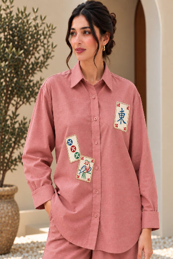 Dusty Rose Mahjong Shirt