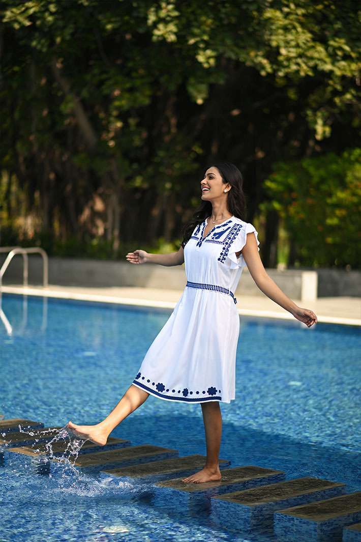 White & Blue Calm Dress