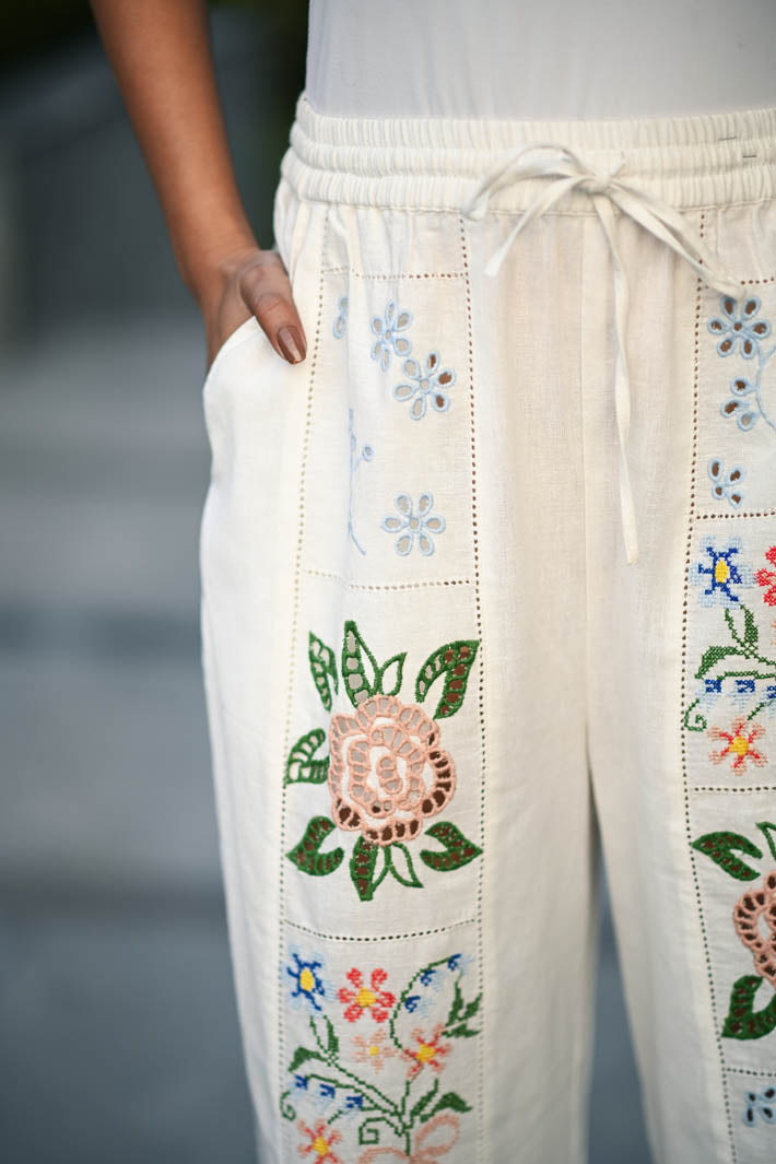 Cream Floral Pant