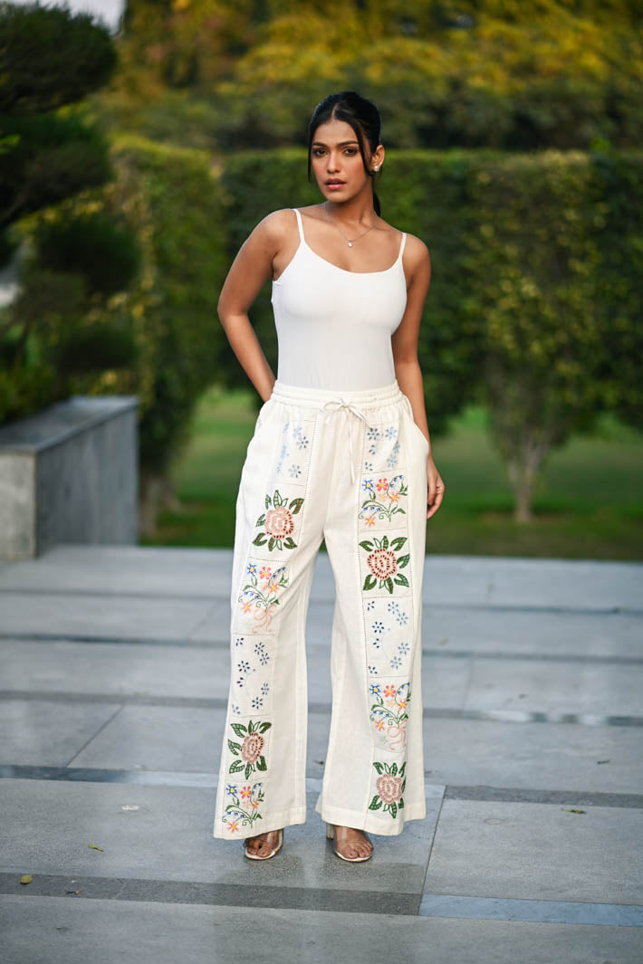 Cream Floral Pant