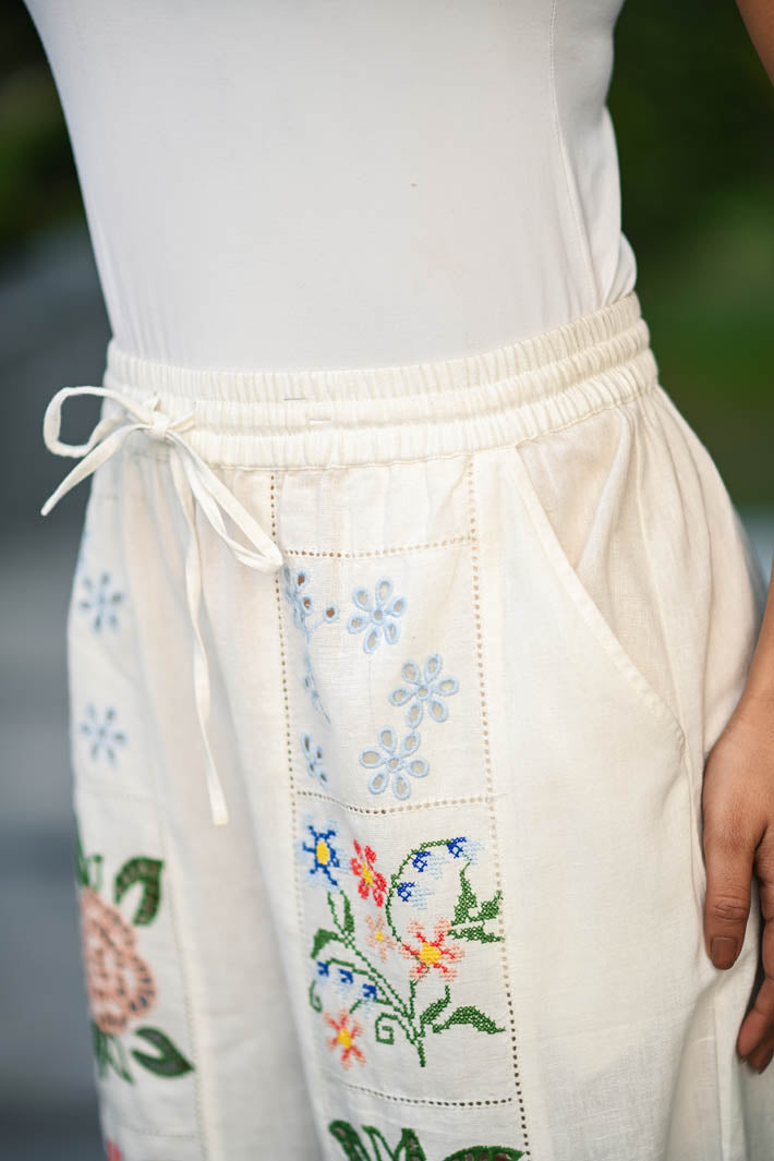 Cream Floral Pant