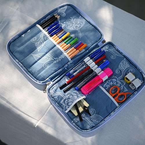 Light Denim Stationery Organizer