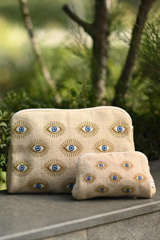Evil Eye Jute Pouch