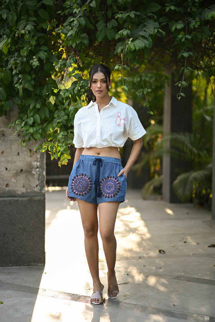 Mandala Denim Shorts