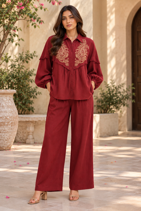 Maroon Paisley Co-ord set