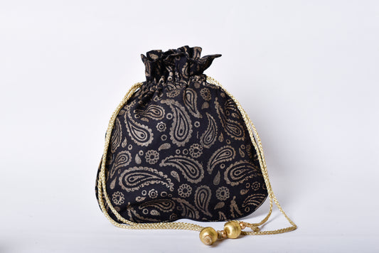 Gold Paisley Potli Bag