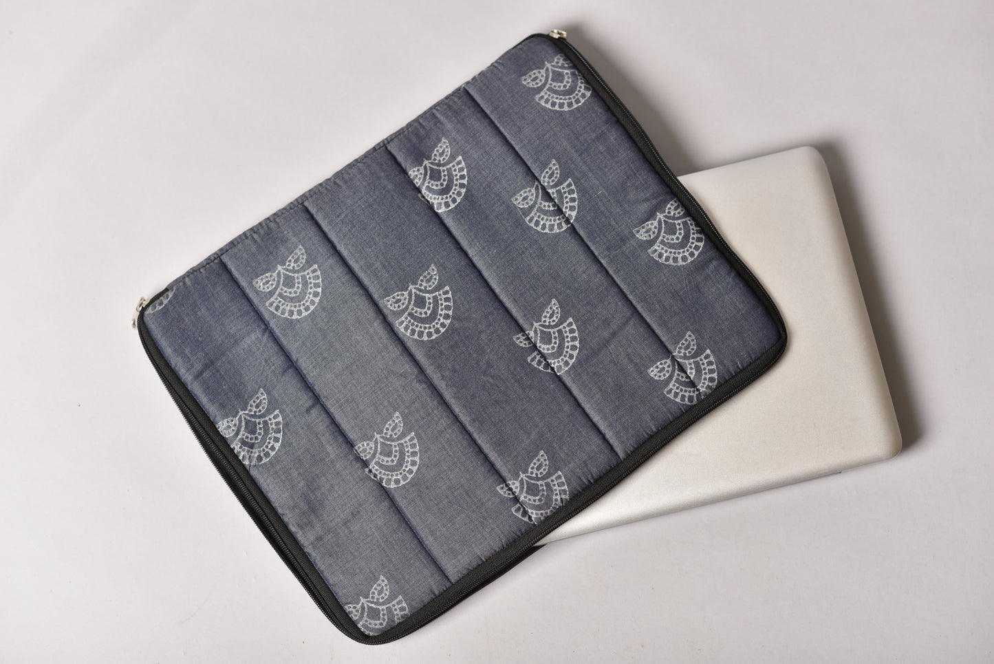 Denim Blockprinted Laptop Sleeve