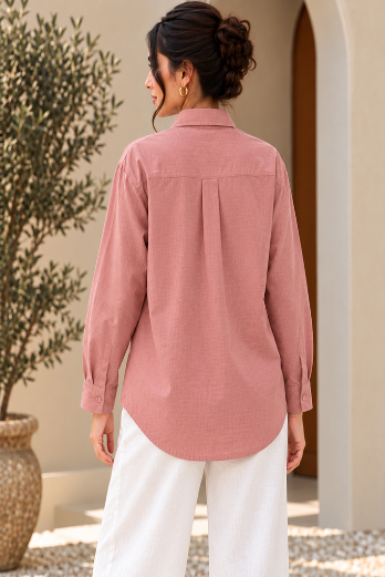 Med Pink Dragon Mahajong Shirt with white dori
