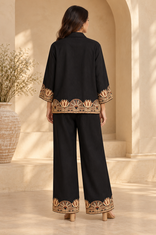 Black Zari Lotus Set