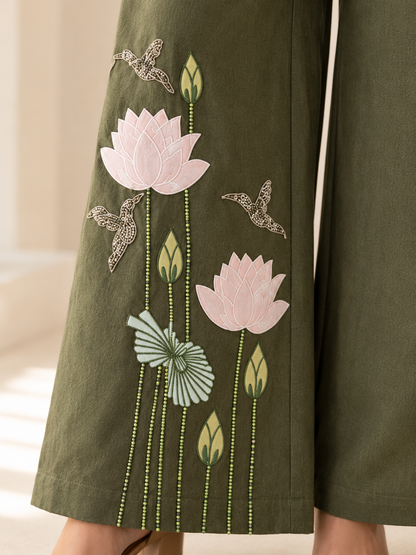 Olive Applique Lotus Set
