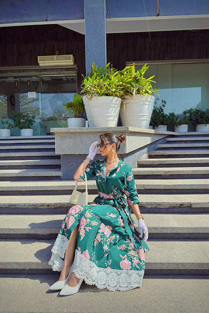 Green Printed Floral Dress