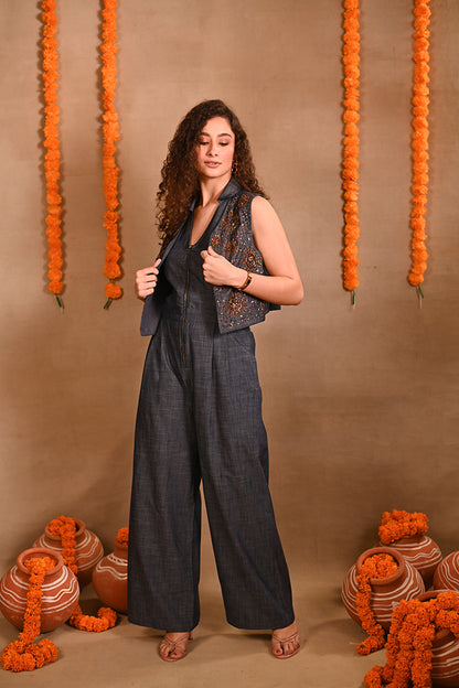 Denim Sequence Jacket & Jumpsuit