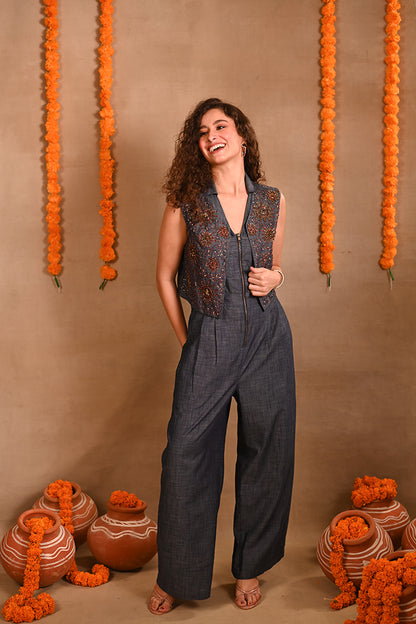 Denim Sequence Jacket & Jumpsuit