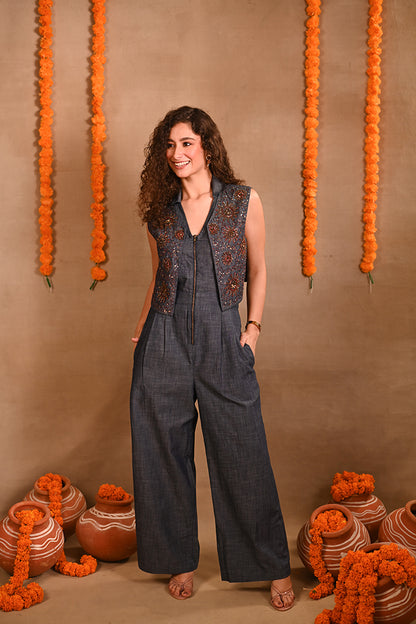 Denim Sequence Jacket & Jumpsuit