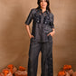 Floral Denim Cutwork Set
