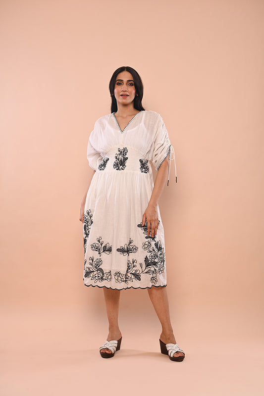 White & Black Floral Dress