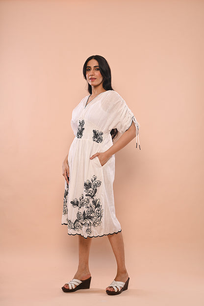White & Black Floral Dress