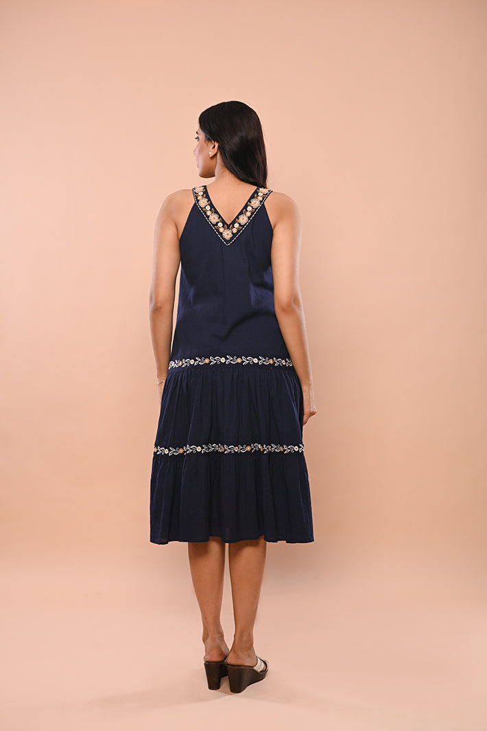Navy Floral Fantasy Dress