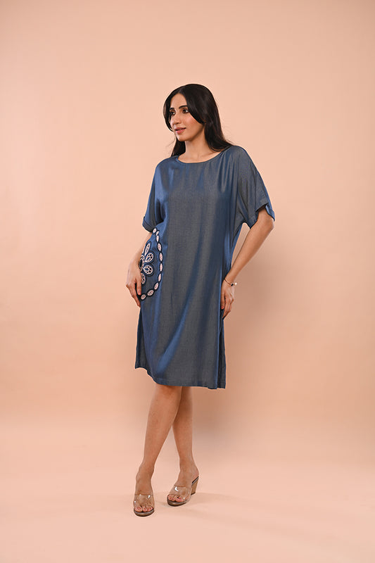 Round Mandala Denim Dress