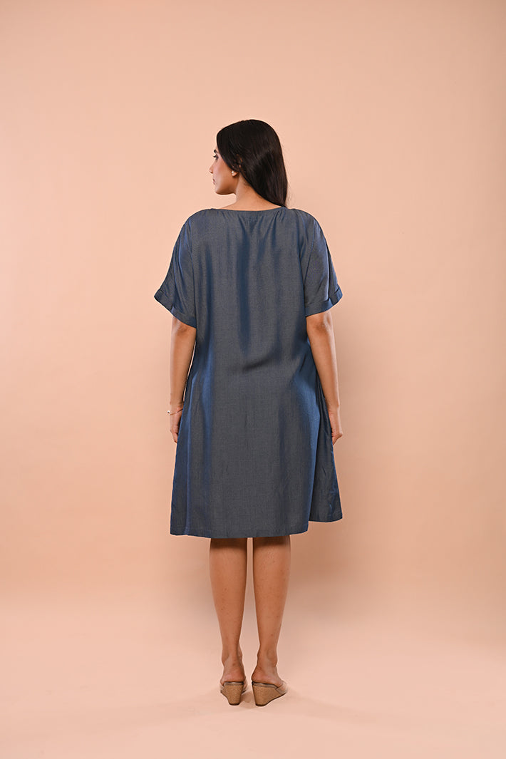 Round Mandala Denim Dress