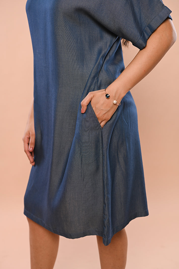Round Mandala Denim Dress