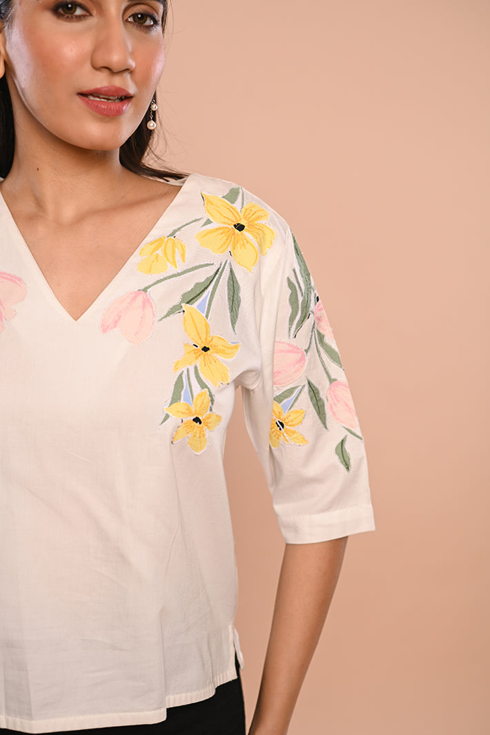 White Shirt With Flowers