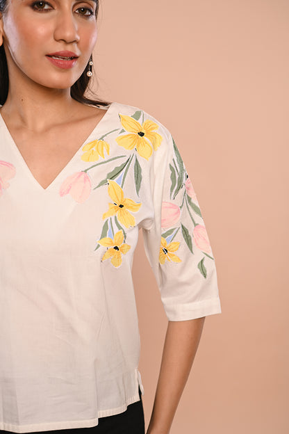 White Shirt With Flowers