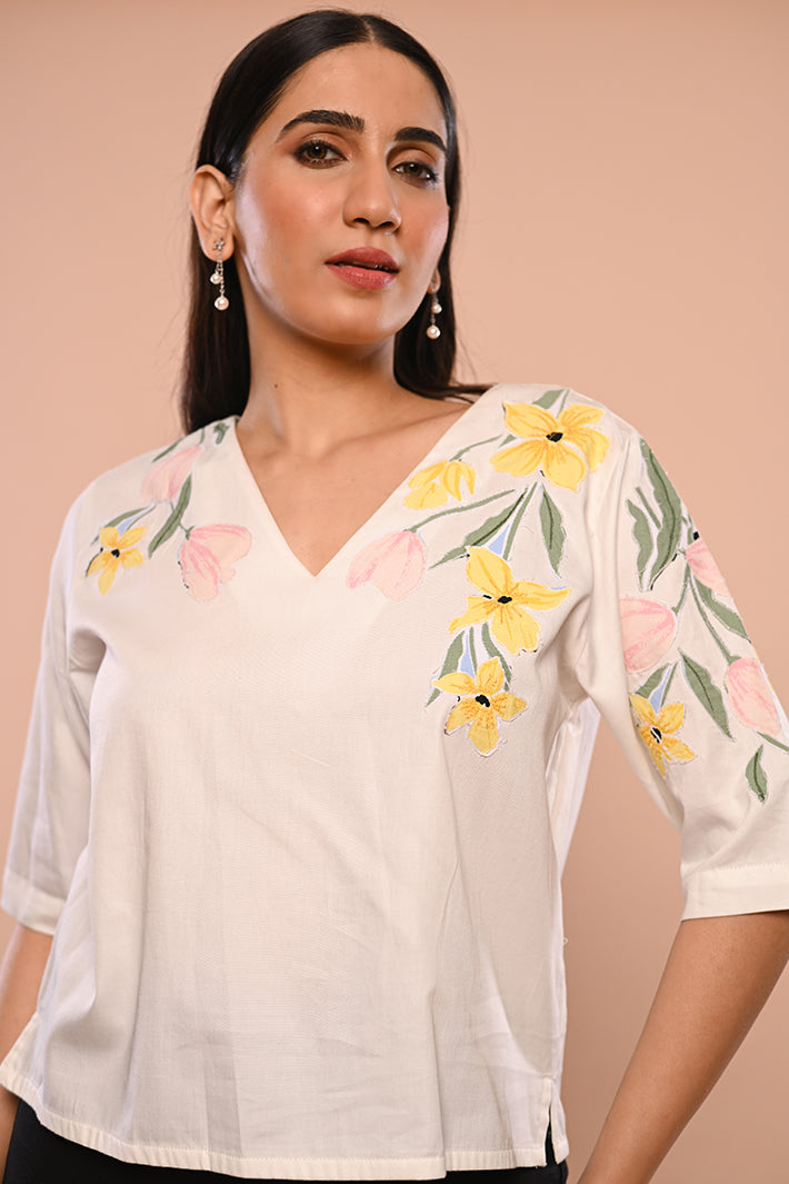 White Shirt With Flowers