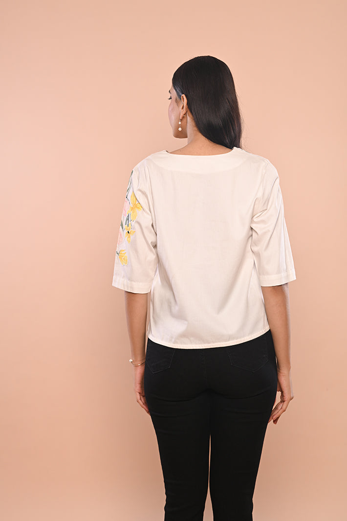 White Shirt With Flowers