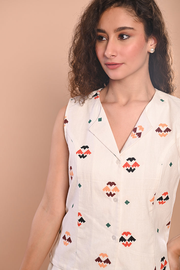 Aztec Co-ord Set (Sleeveless Jacket & Pants)