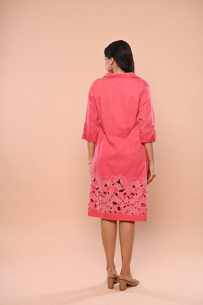 Pink Cutwork Dress