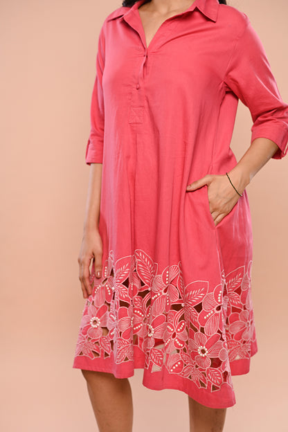 Pink Cutwork Dress
