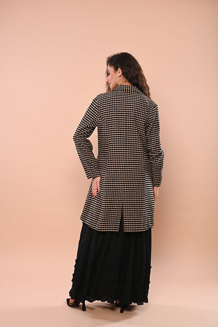 Black & Beige Long Overcoat
