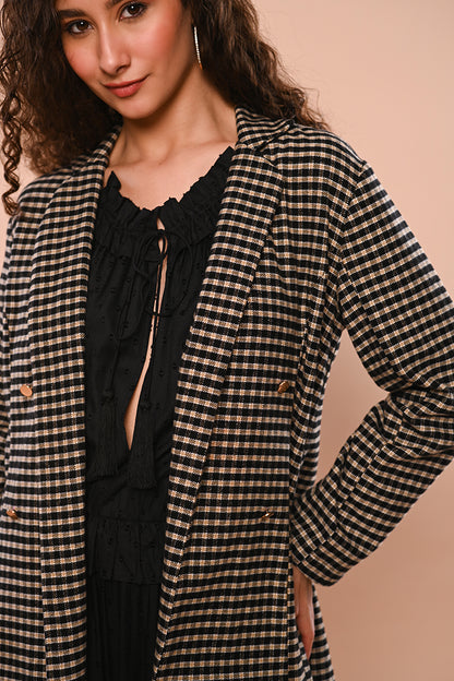 Black & Beige Long Overcoat