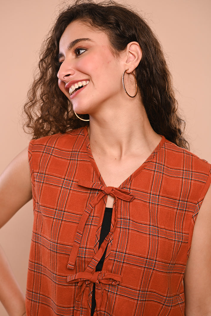 Orange Check Flannel Set