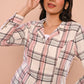 Pink And  White Flannel Office Set 2 ( Full sleeves Jacket & Skirt)